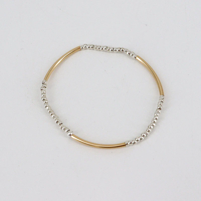 'Alpine Collection' Gold Bar Silver Beaded Bracelet