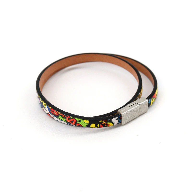 'Bam! Comic Strip' Leather Wrap Bracelet - Image 2
