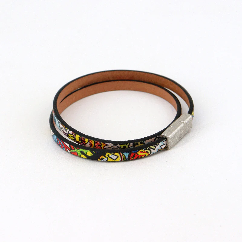 'Bam! Comic Strip' Leather Wrap Bracelet - Image 3