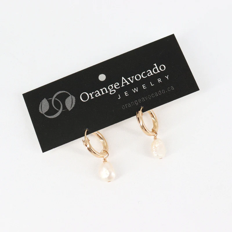 'Baroque Pearl Gold Hoop' Earrings - Image 2