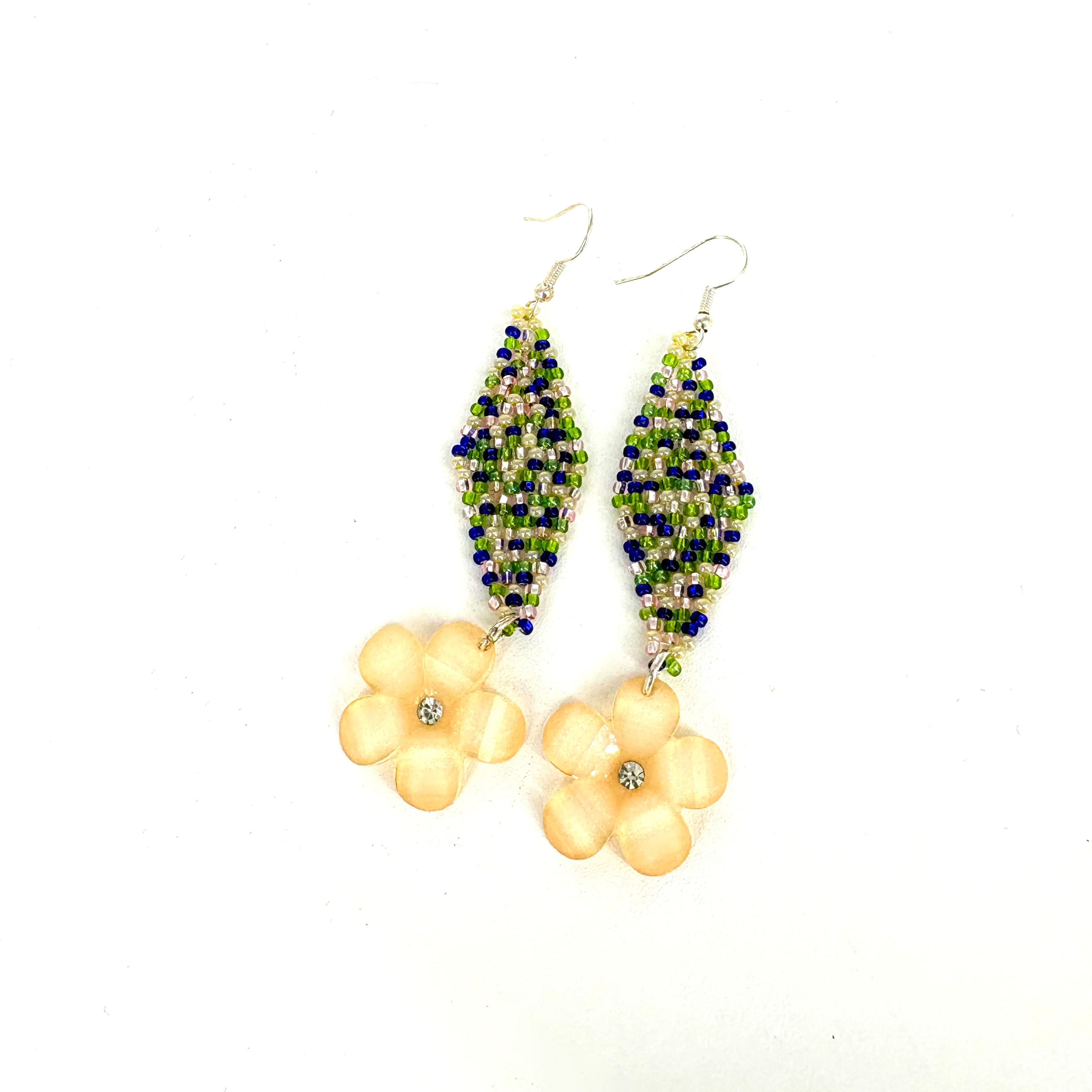 Beaded Earrings with flowers - Image 3