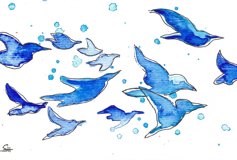 'Bird Series' 4 x 6 Original Art Cards by Sabine Hahnel - Image 2