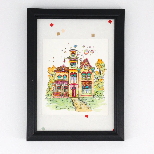 'Bluebirds of Happiness' Original Watercolour & Ink House Paintings - Image 12