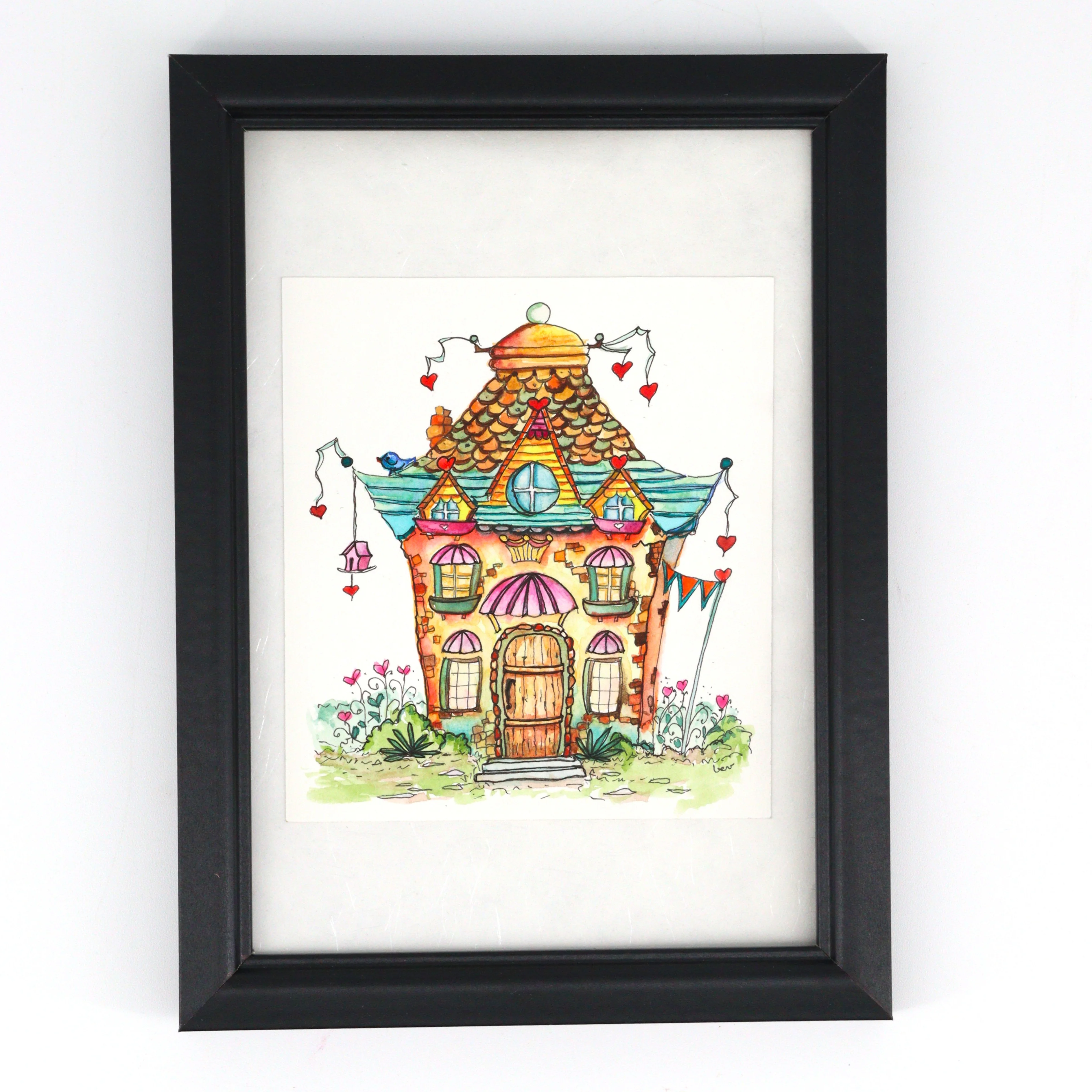 'Bluebirds of Happiness' Original Watercolour & Ink House Paintings - Image 14