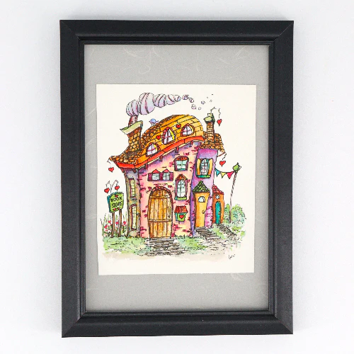 'Bluebirds of Happiness' Original Watercolour & Ink House Paintings - Image 6
