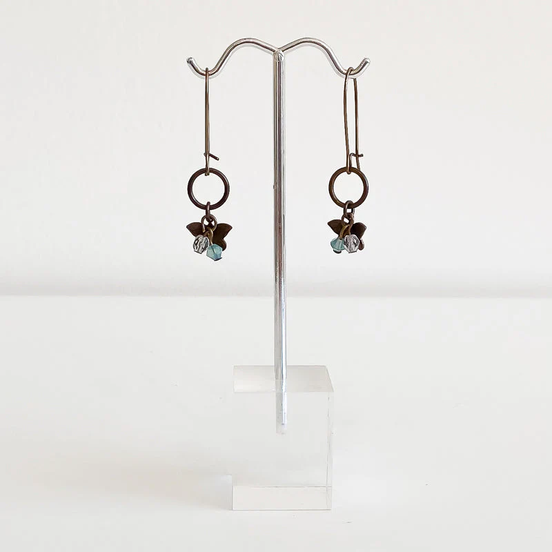 Butterfly Drop Earrings With Swarovski Crystals - Image 3