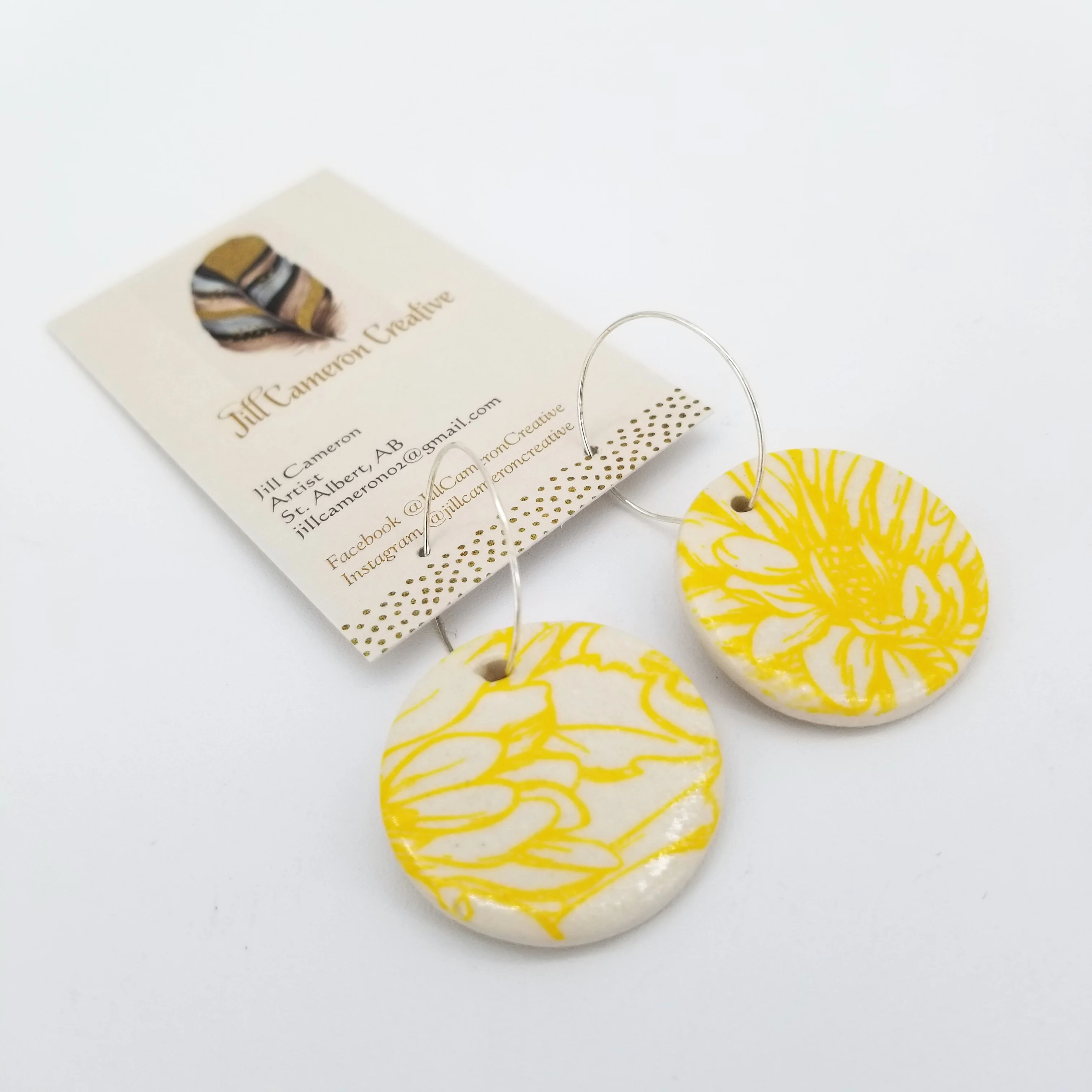 Large Porcelain Charm Hoop Earrings - Image 4