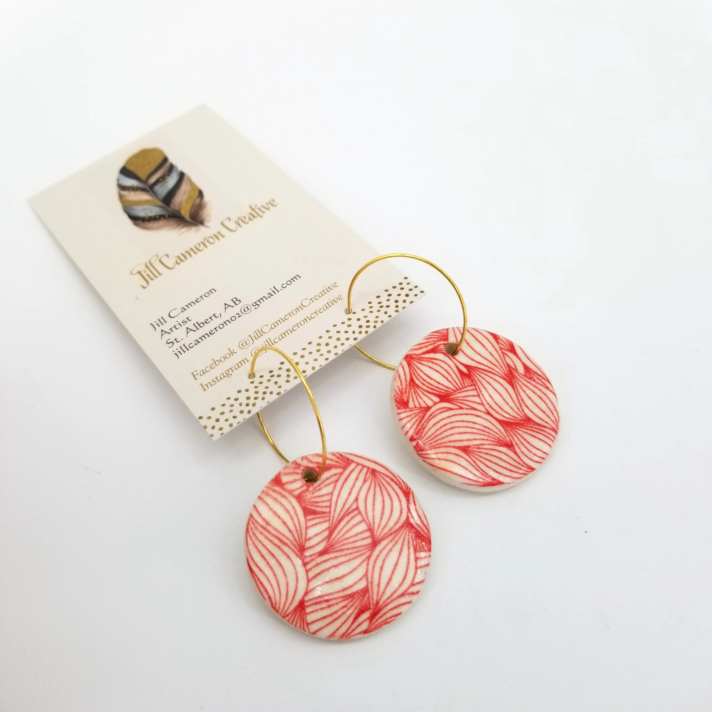 Large Porcelain Charm Hoop Earrings - Image 5