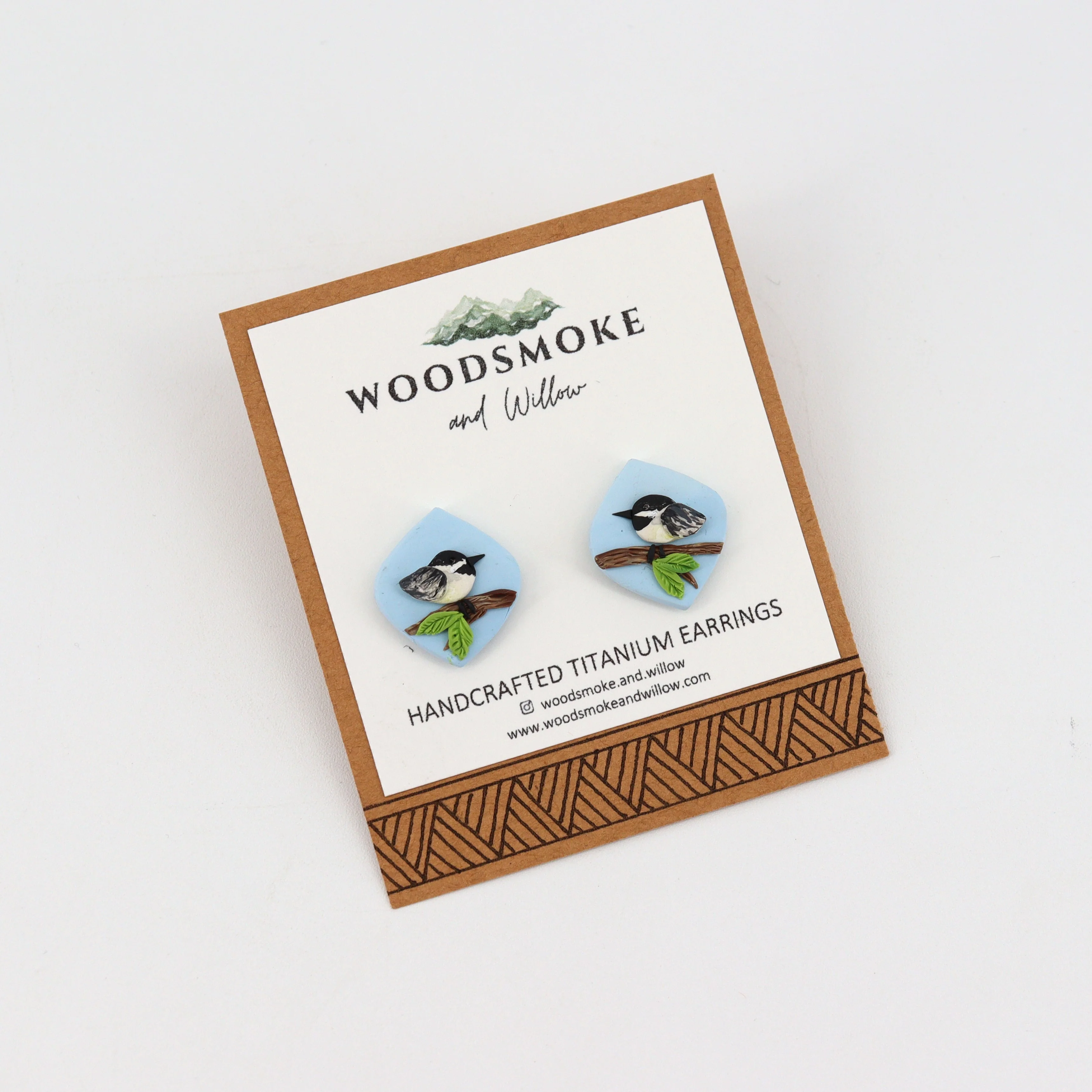 Chickadee in a Tree Stud Earrings