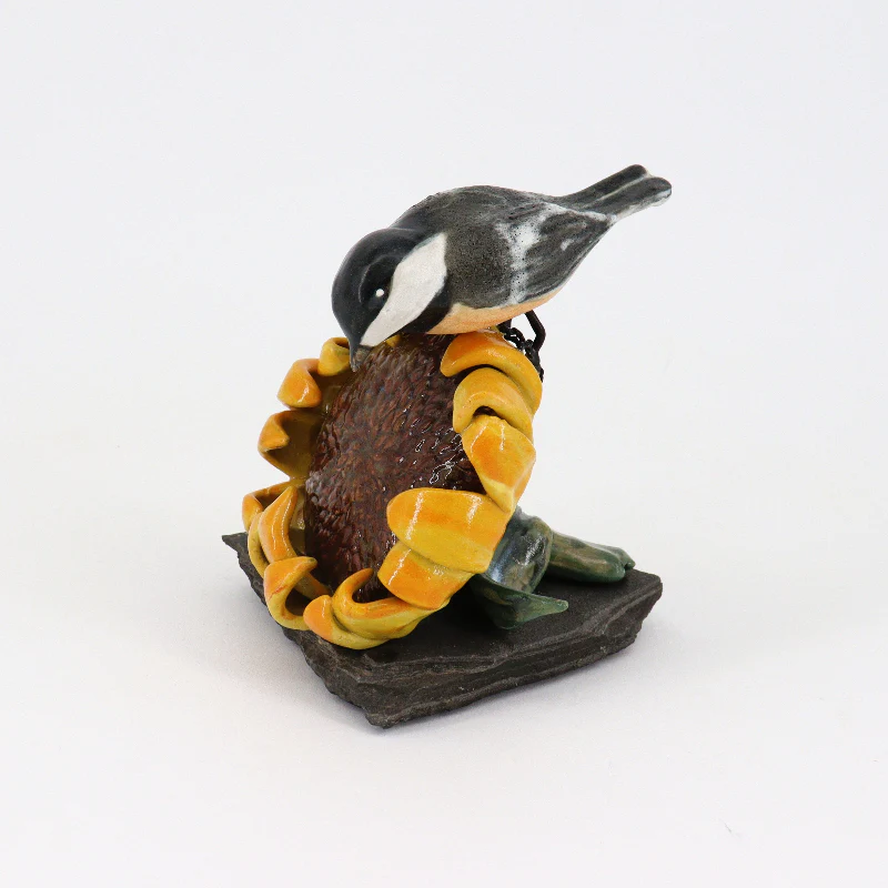 Chickadee on Sunflower Sculpture - Image 5
