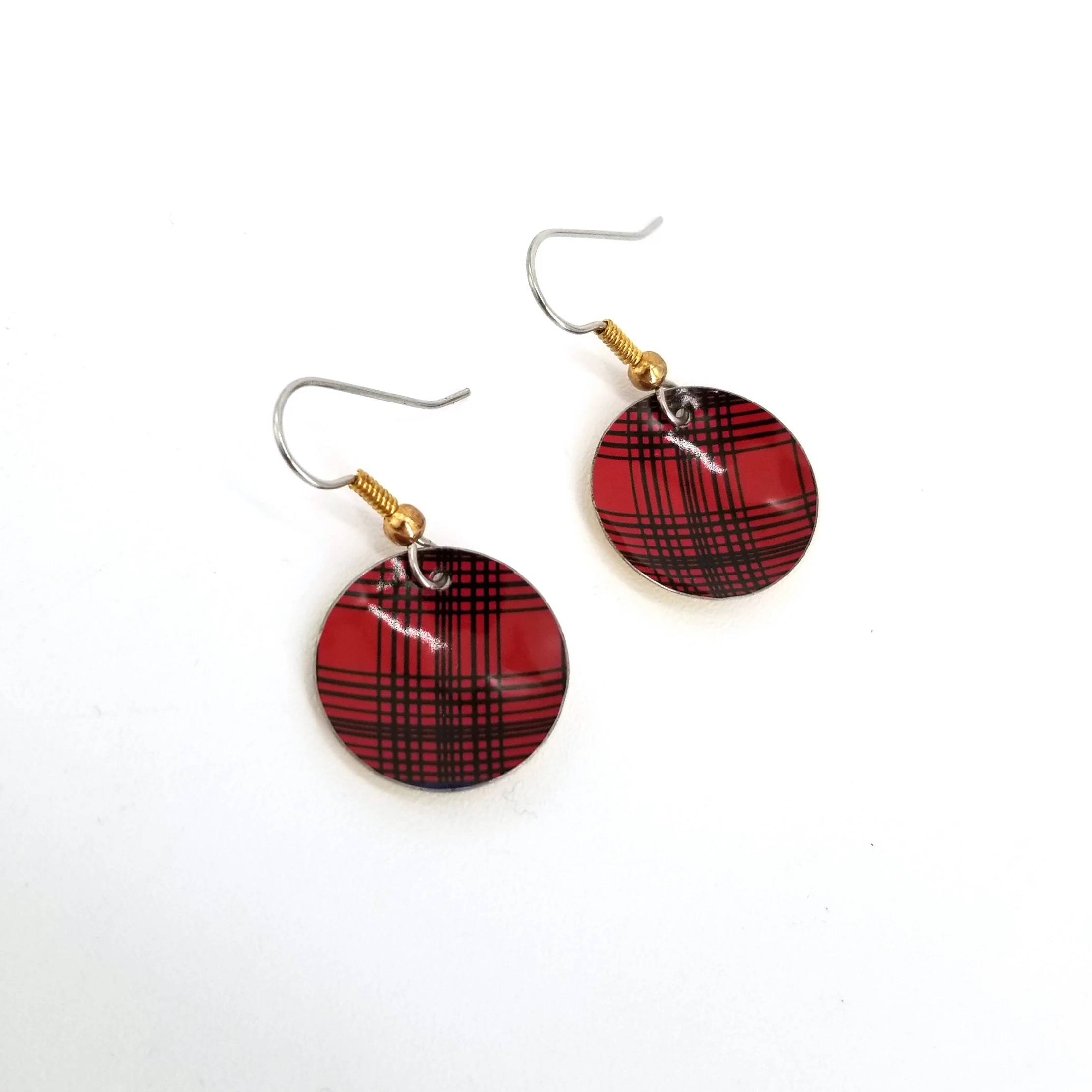 Upcycled Biscuit Box Circular Dangle Earrings - Image 10