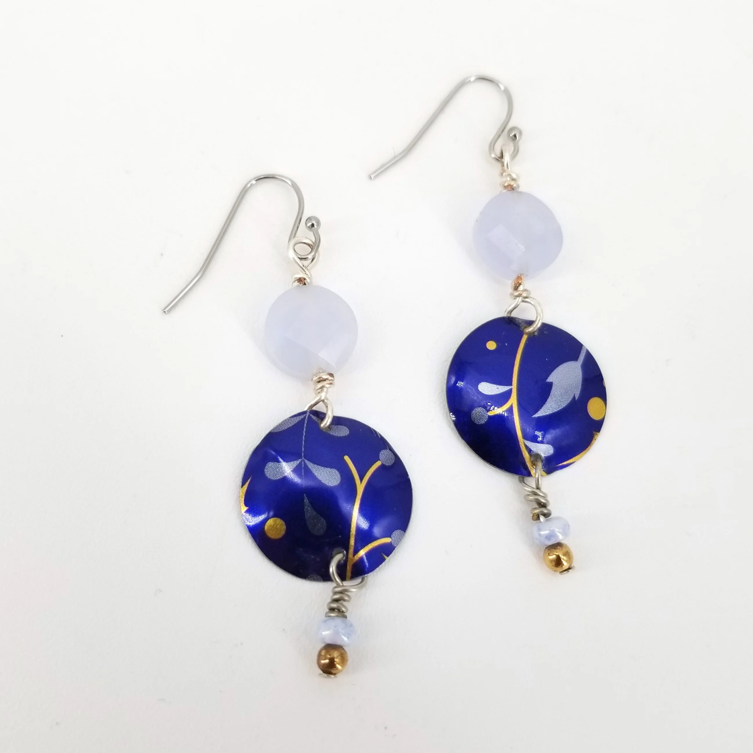 Upcycled Biscuit Box Circular Dangle Earrings - Image 5