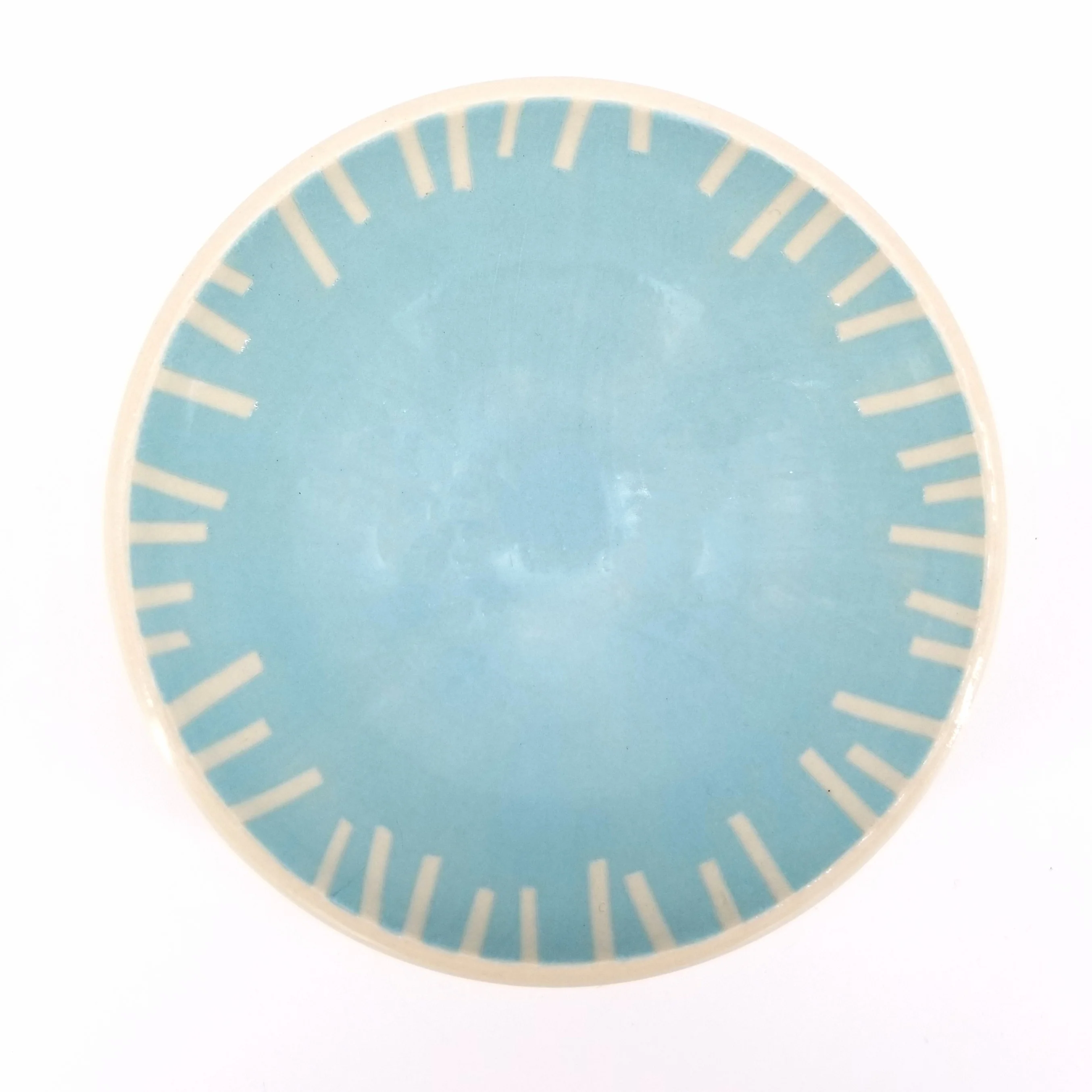 Contemporary Blue Bowl with Vertical Line Pattern - Image 2