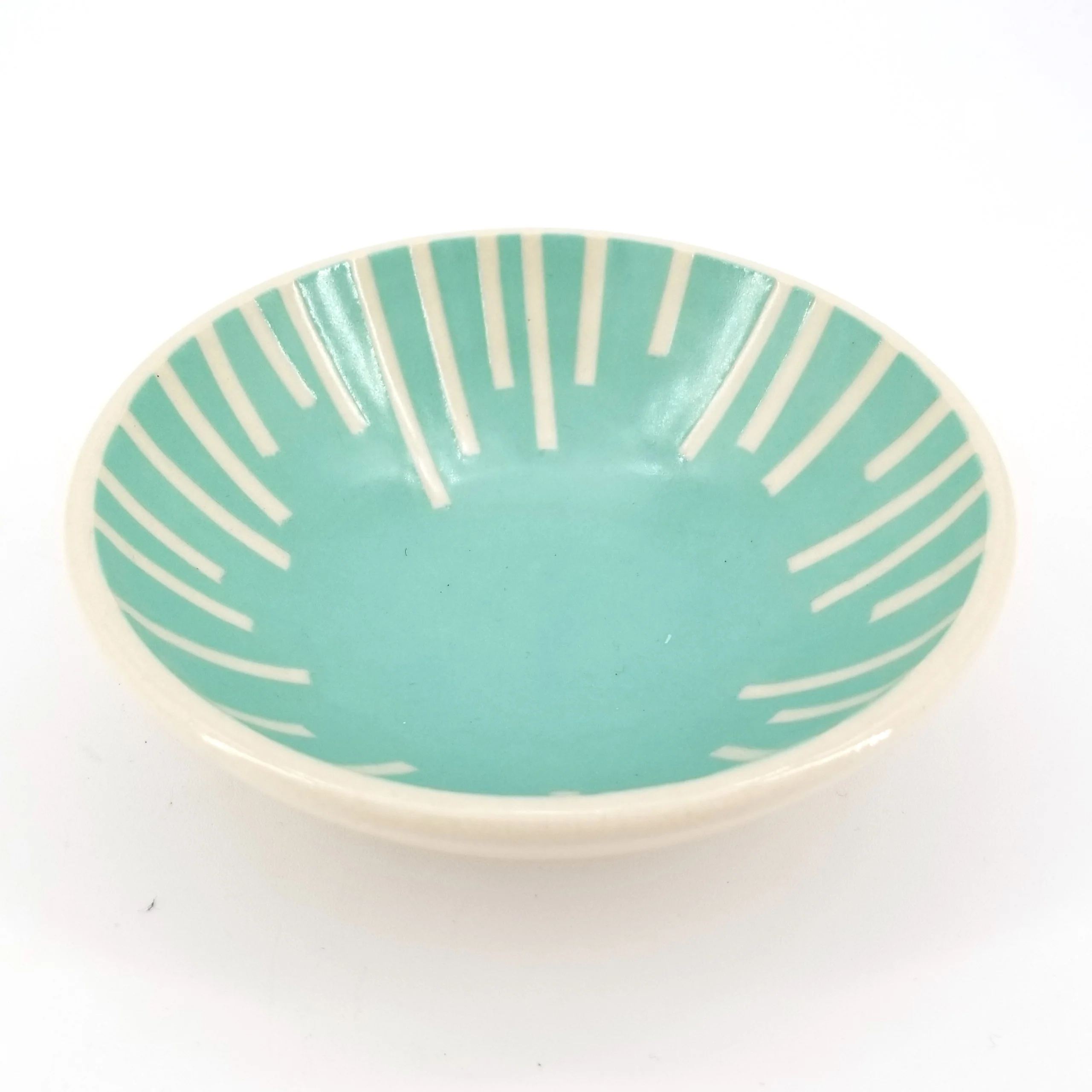 Contemporary Green Bowl with Vertical Line Pattern