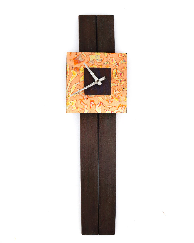 Fired Copper & Upcycled Wood Slat Clock #2