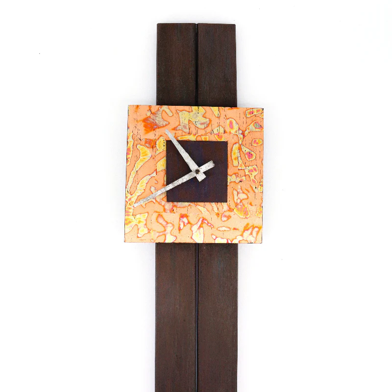 Fired Copper & Upcycled Wood Slat Clock #2 - Image 2