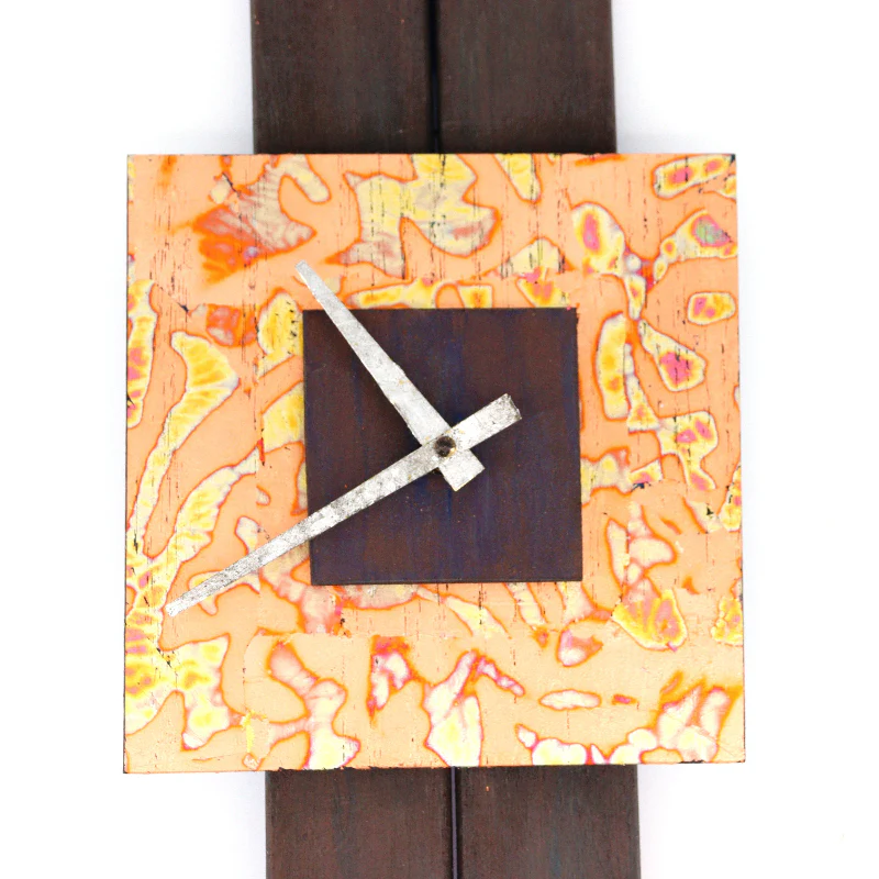 Fired Copper & Upcycled Wood Slat Clock #2 - Image 3