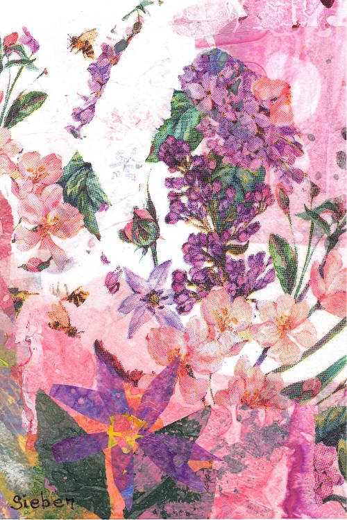 'Floral Series' Original Collaged Art Card - Image 3