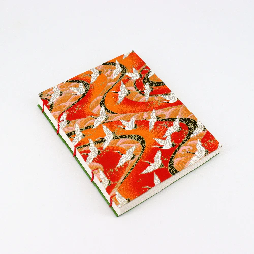 'Cranes on Orange Sky' Coptic Stitched Sketchbook