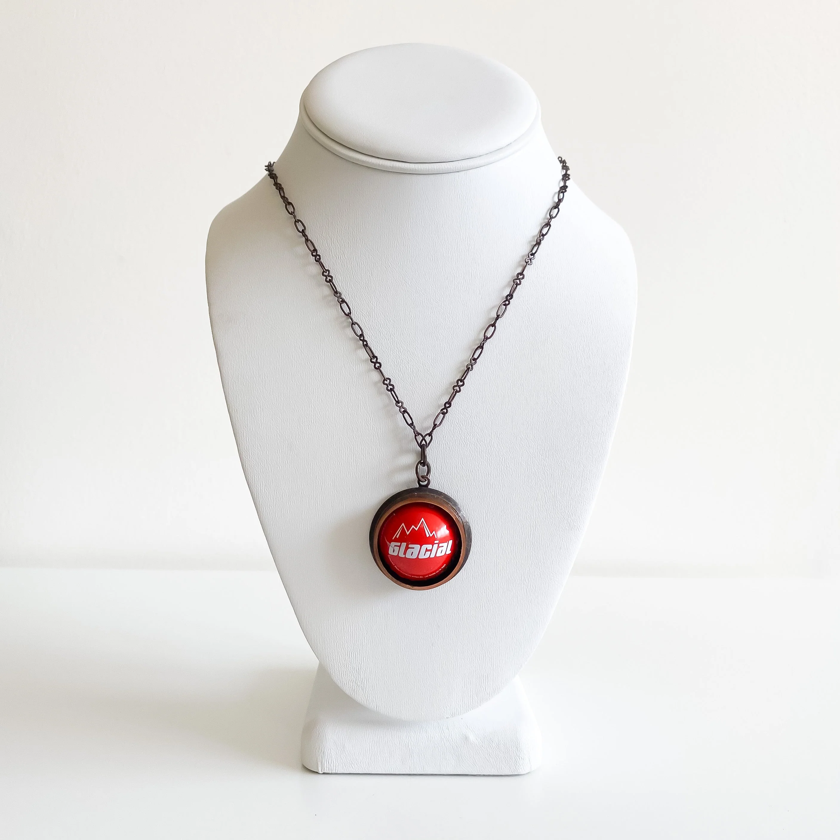 Domed Bottlecap & Copper Pipe Necklace - Image 3
