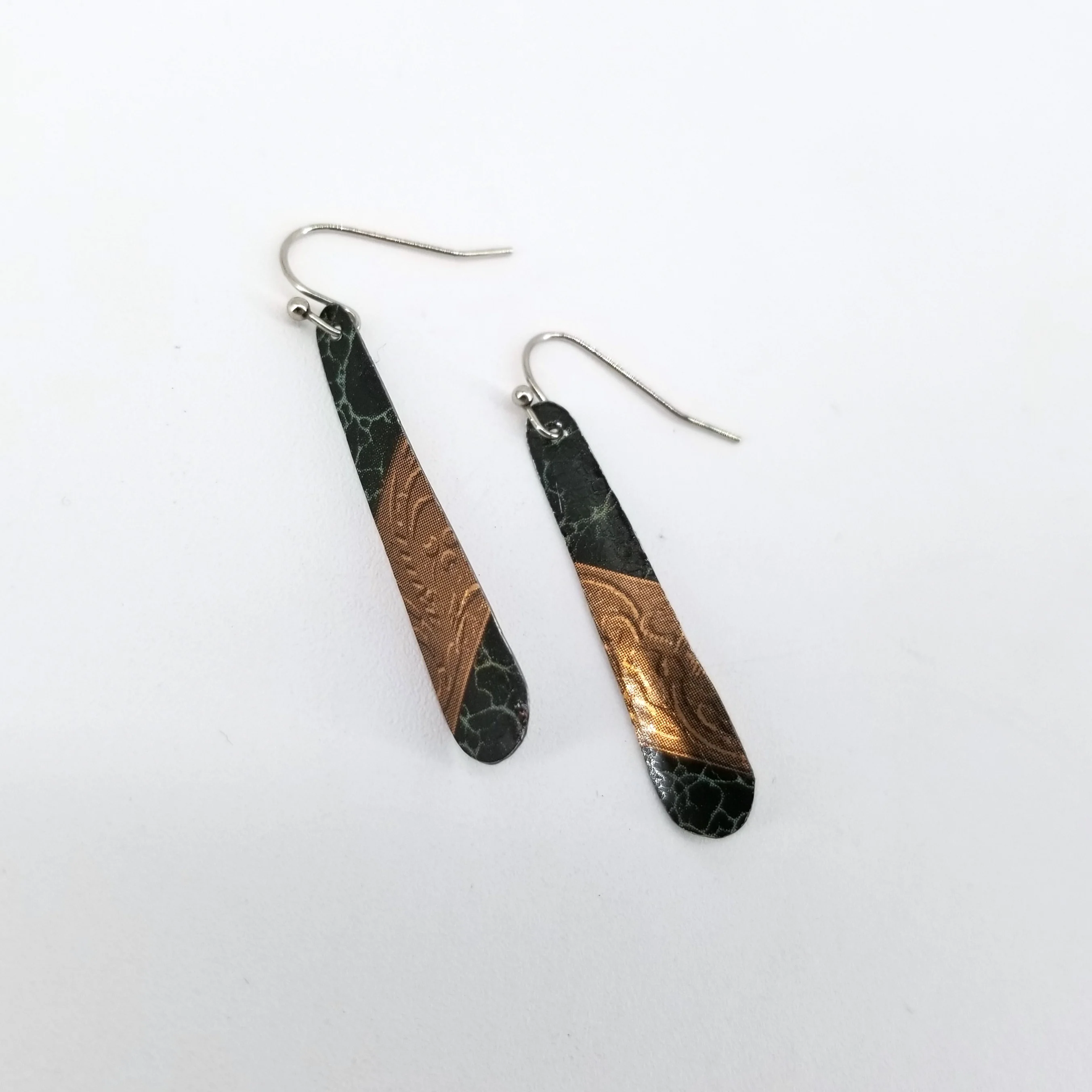 Upcycled Biscuit Box Dangle Earrings Assorted Shapes - Image 2