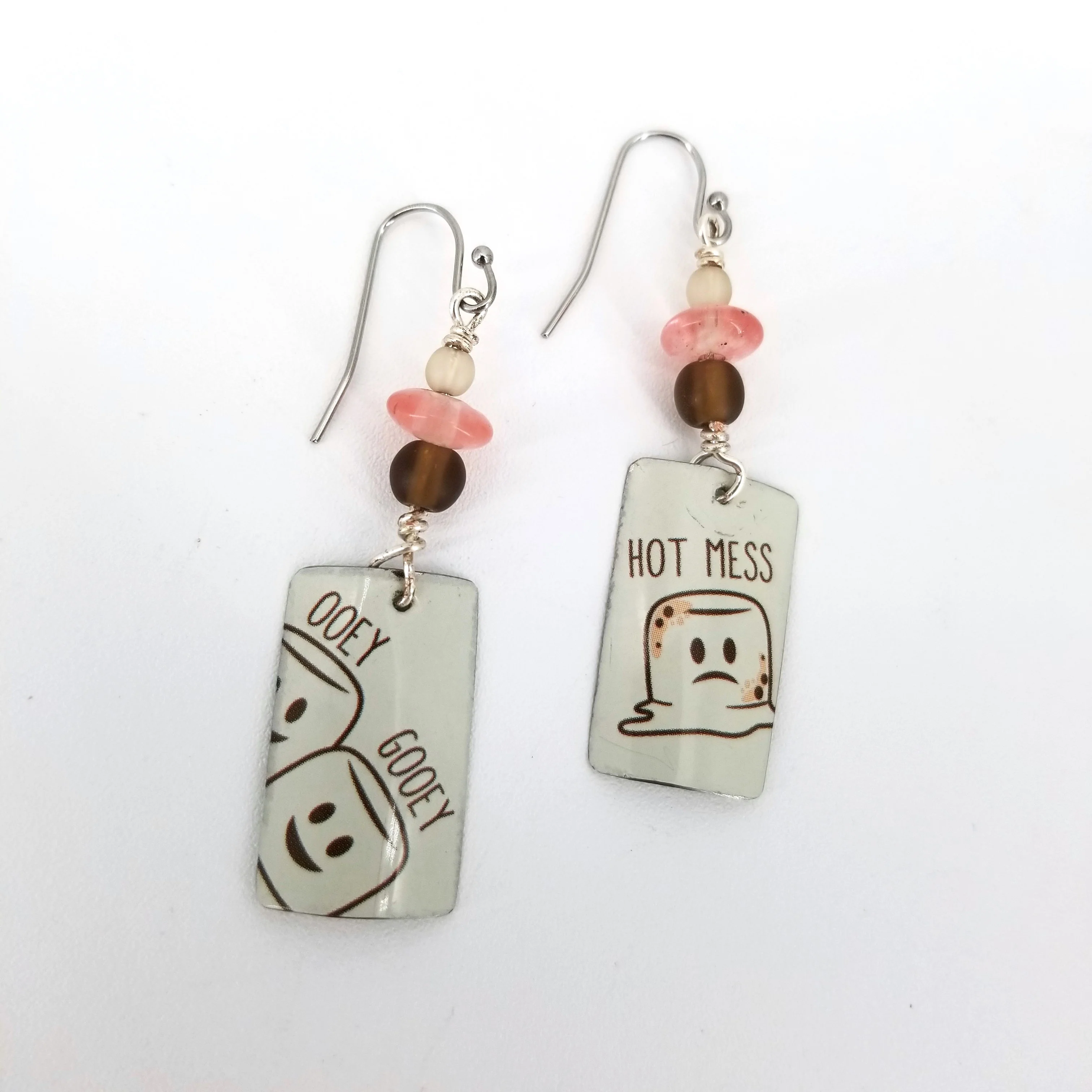 Upcycled Biscuit Box Dangle Earrings Assorted Shapes - Image 6