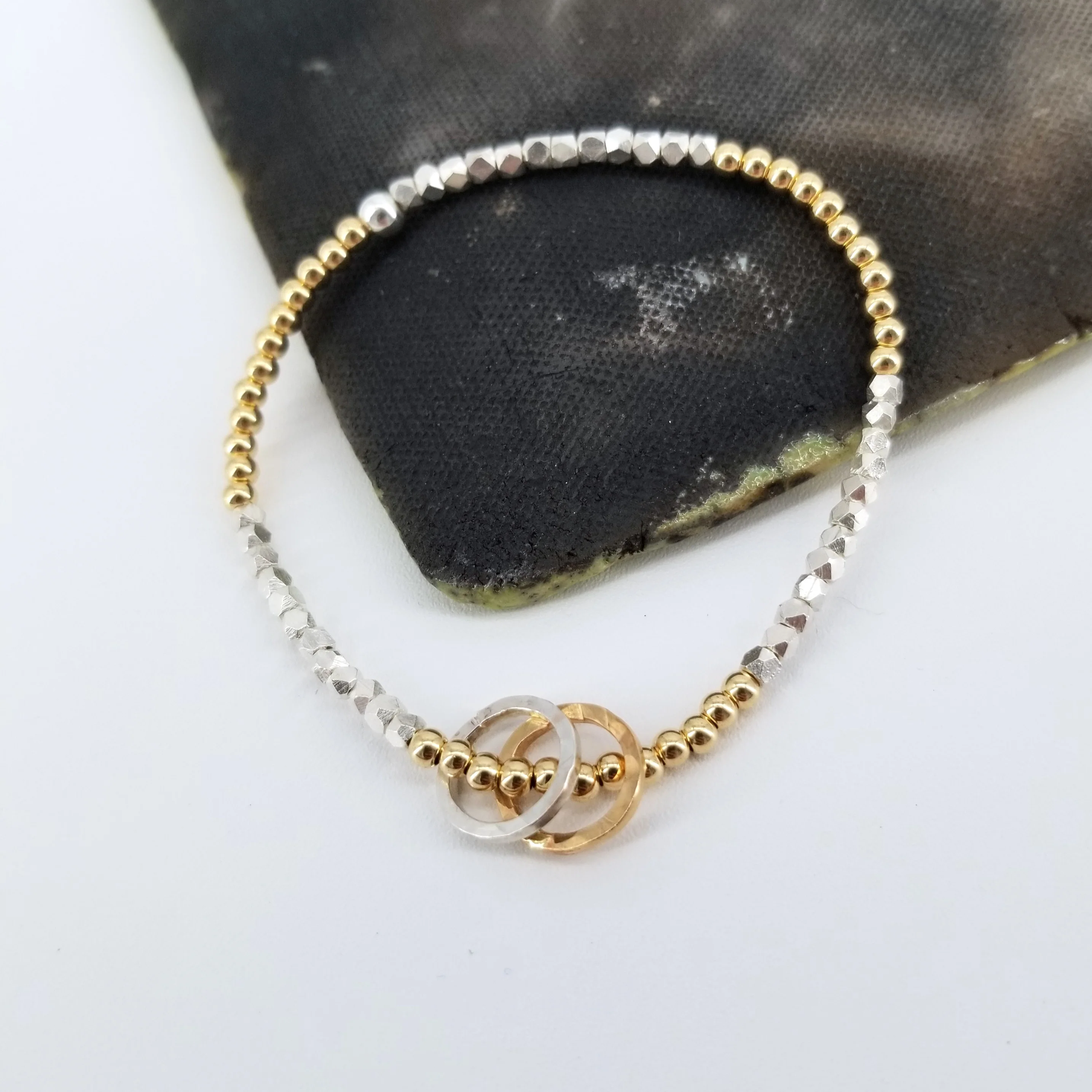 'Ellipse' Collection Mixed Metal Ellipse Stretch Bracelet - Image 2