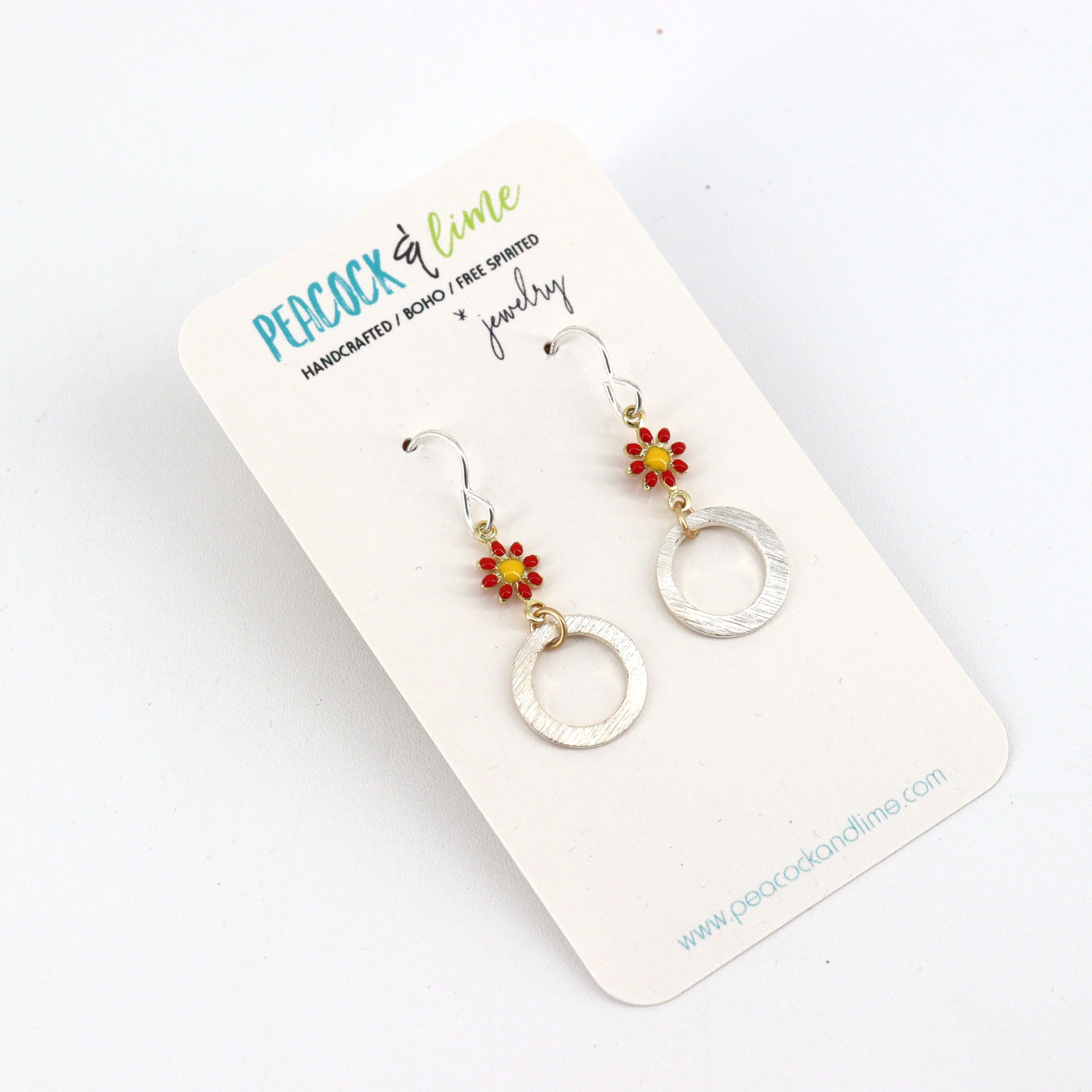 'Enamel Daisy Flower' Earrings