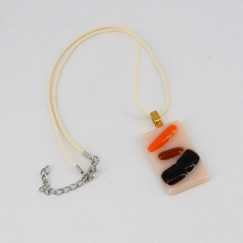 Fall Abstract Fused Glass Necklace - Image 2