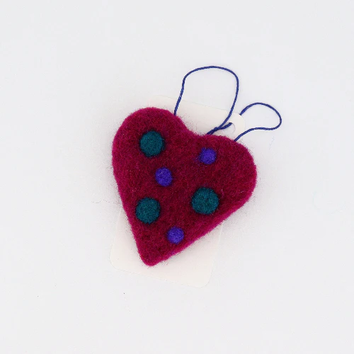 Flat Felted Heart Ornament - Image 2