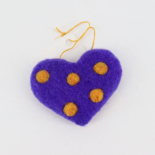 Flat Felted Heart Ornament - Image 3