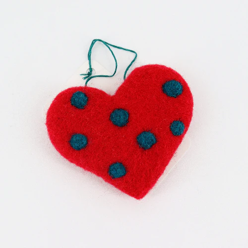 Flat Felted Heart Ornament - Image 5