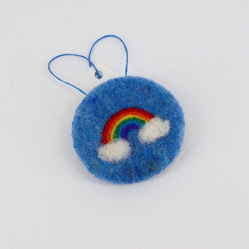 Flat Felted Rainbow Ornament