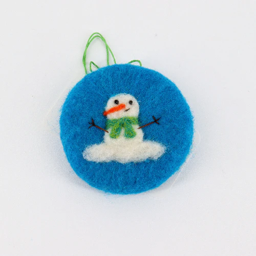 Flat Felted Snowman Ornament - Image 2