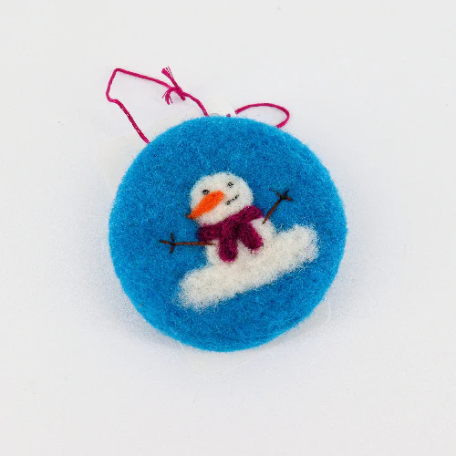 Flat Felted Snowman Ornament - Image 3