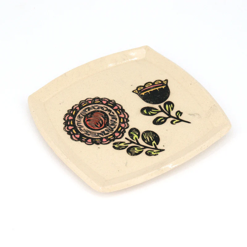 Floral Square Serving Plate