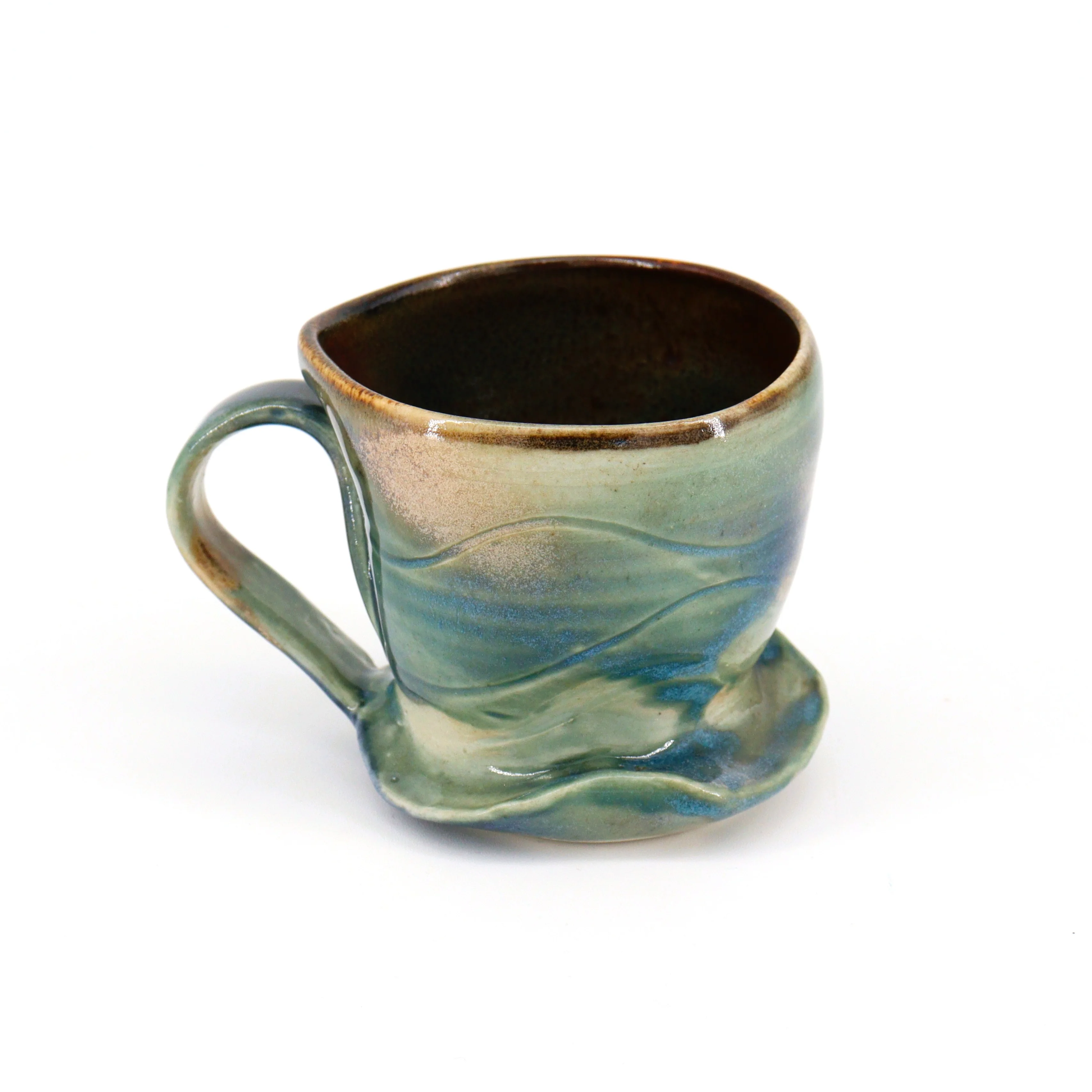 'Fluid' Creamy Blue Green Mugs