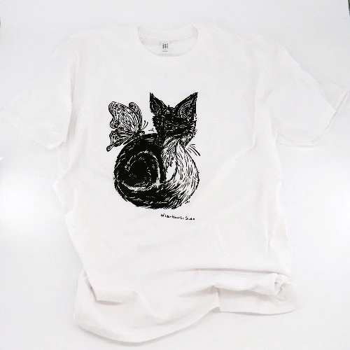 'Fox with Butterfly Wings' Hand Silkscreened Magical Creature T-Shirt