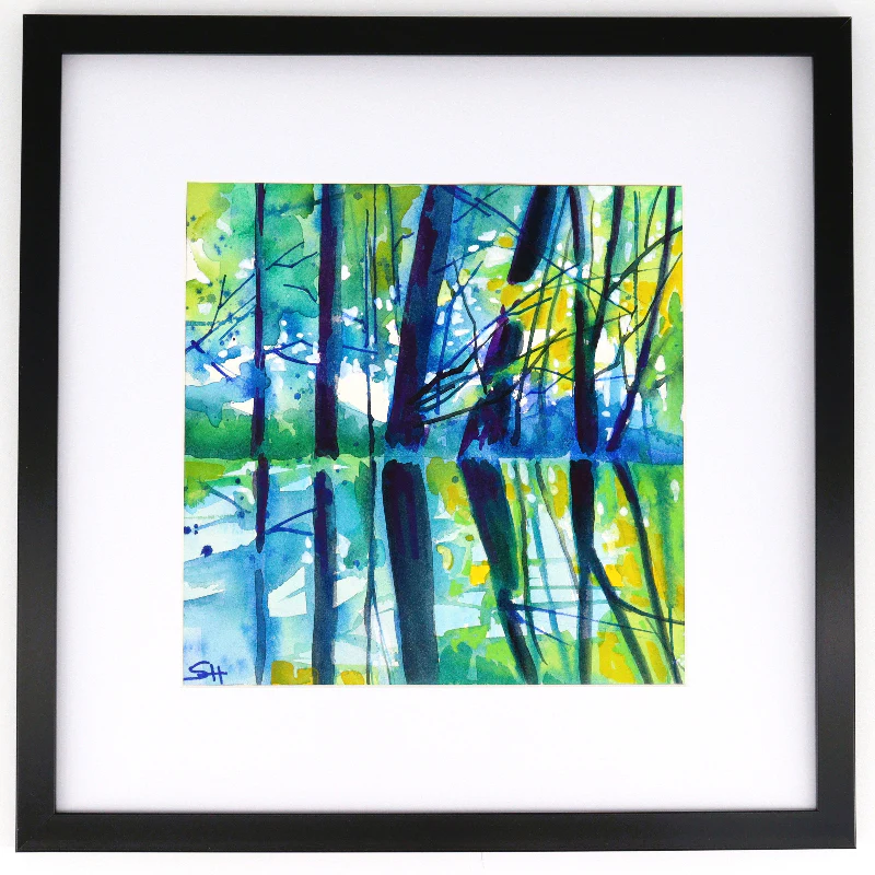 Framed Original 12" x 12" Landscape Watercolour Paintings by Sabine Hahnel - Image 2