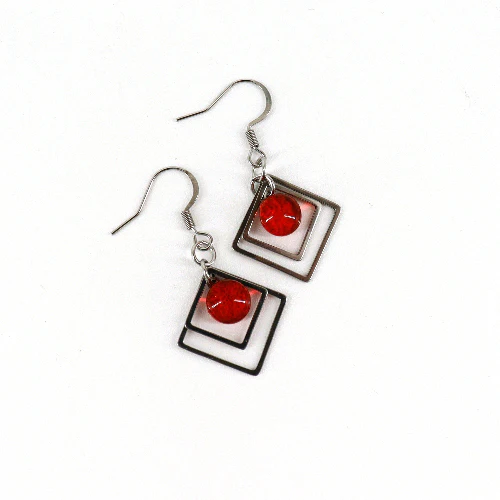 Geometric Glass Bead Earrings - Image 2