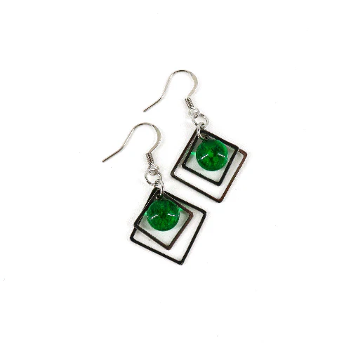 Geometric Glass Bead Earrings - Image 3