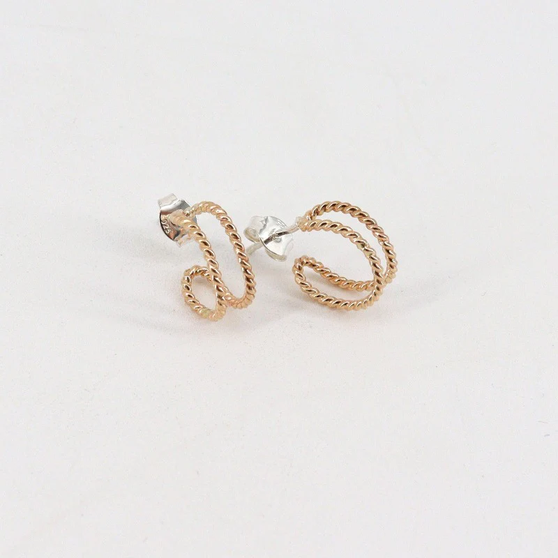 'Entwined' Gold Crescent Stud Earrings