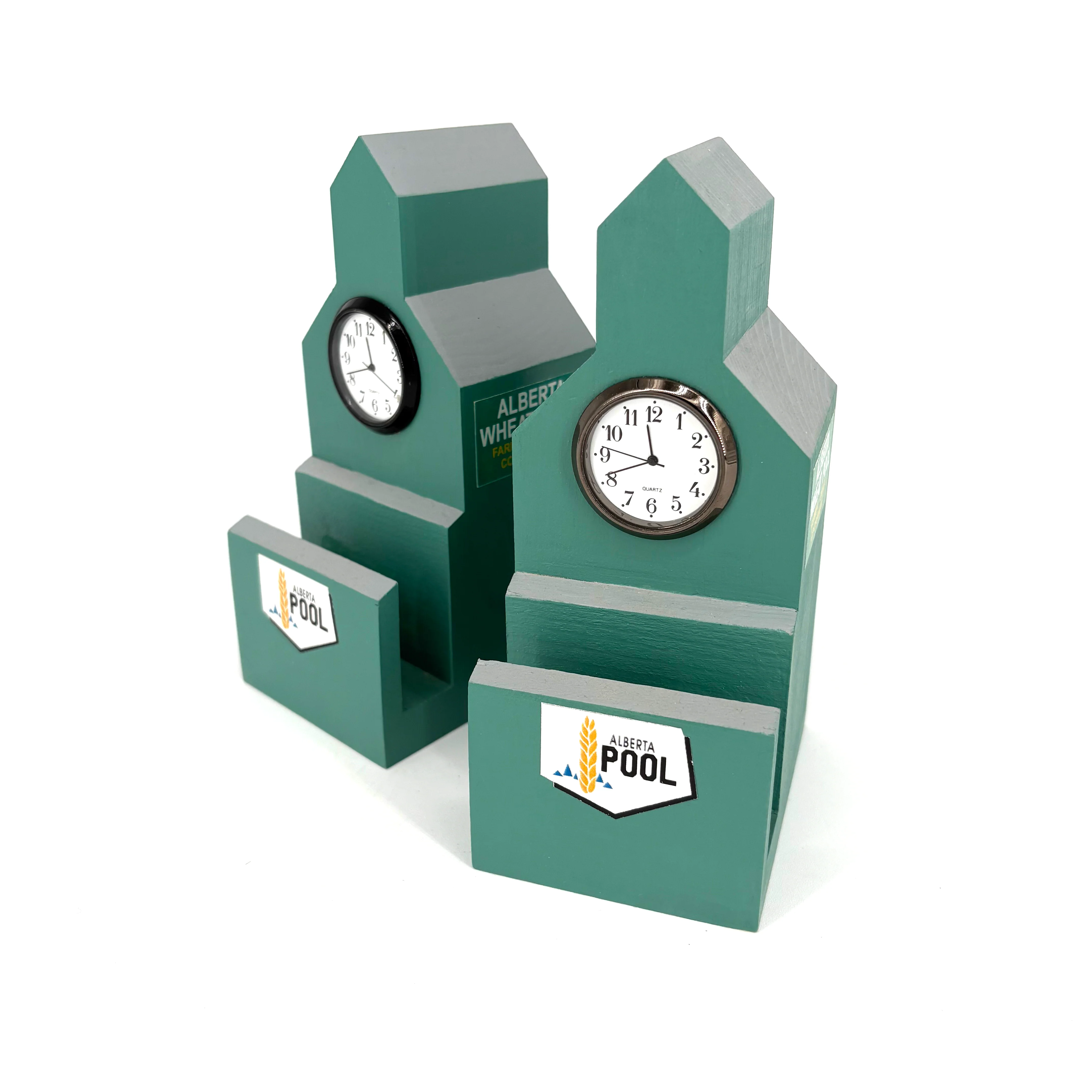 Grain Elevator Business Card Holders with Clock