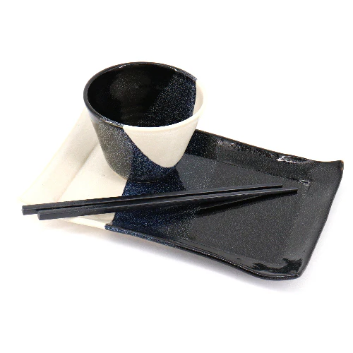 Handmade Rice Bowl, Plate and Chopstick Set
