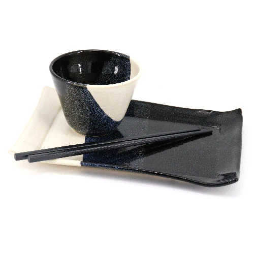 Handmade Rice Bowl, Plate and Chopstick Set - Image 2