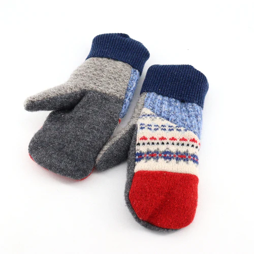 Handmade Upcycled Wool Mittens - Large