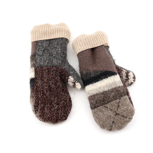 Handmade Upcycled Wool Mittens - Small