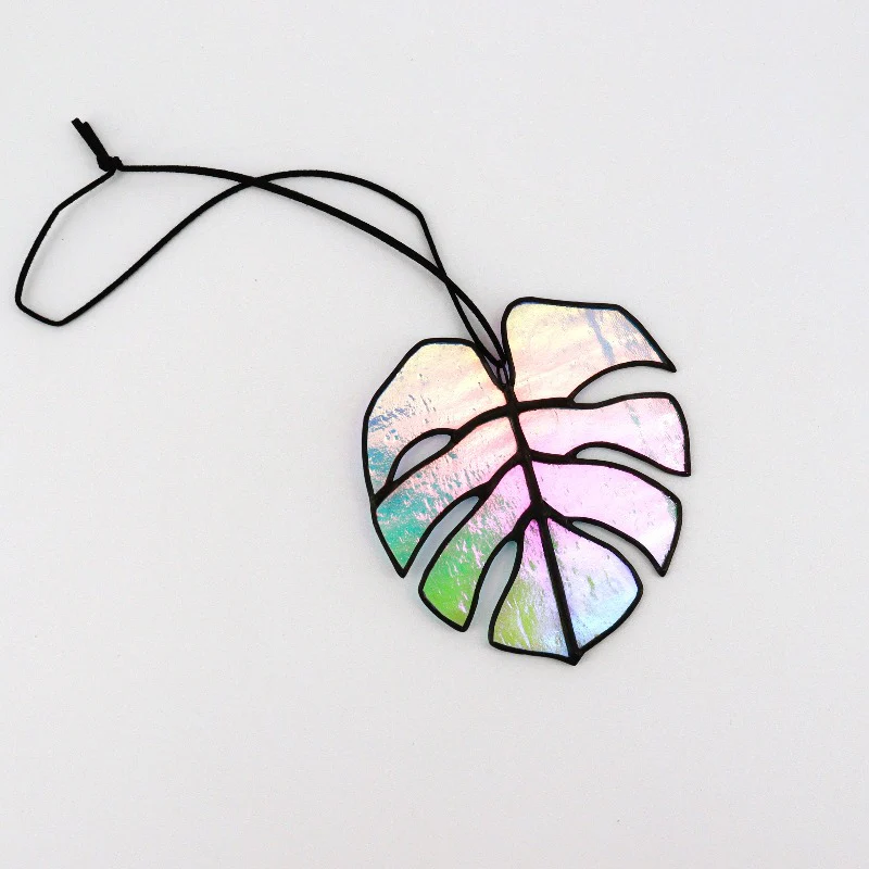 Iridescent Stained Glass Monstera Leaves