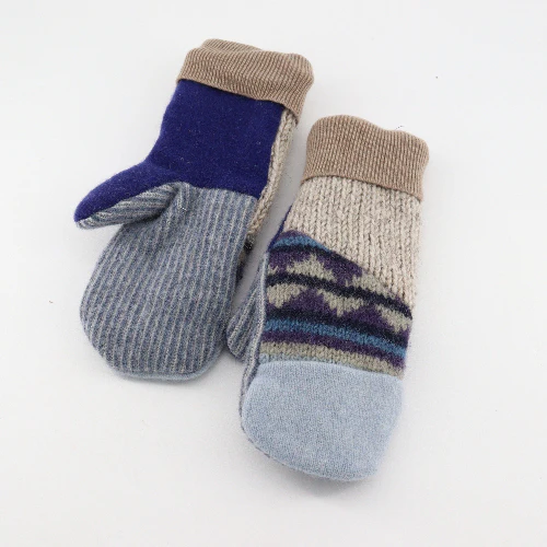 Handmade Upcycled Wool Mittens - Medium - Image 2
