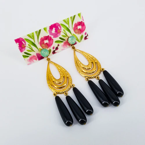Large Hanging Chandelier Earrings With Pearls